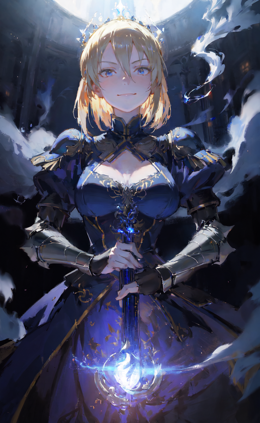 117457-878696123-masterpiece, best quality, 1girl, artoria pendragon _(fate_), smug, smirk, dark, moody, swirling smoke, glow, glowing, depth of.png